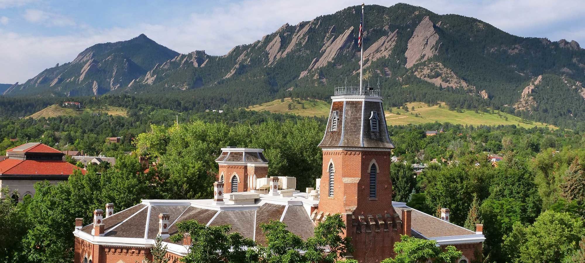 Senic View of Campus with Flatirons in Background