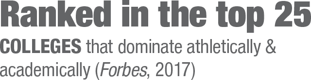 Ranked in the top 25 COLLEGES that dominate athletically & academically (Forbes, 2017)