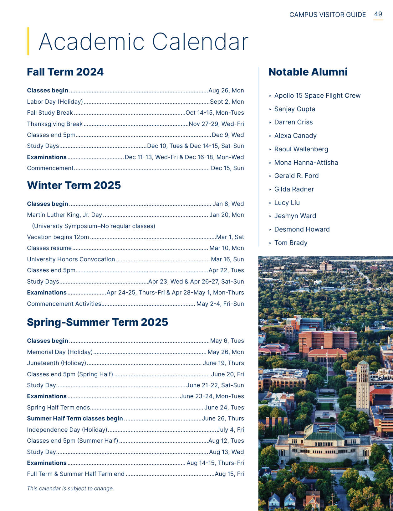 University of Michigan Visitor Guide 20242025