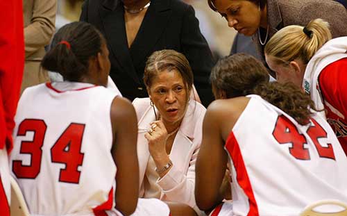 Vivian Stringer in the huddle