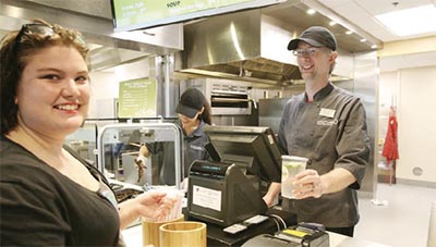 Serving food at Founder's Hall