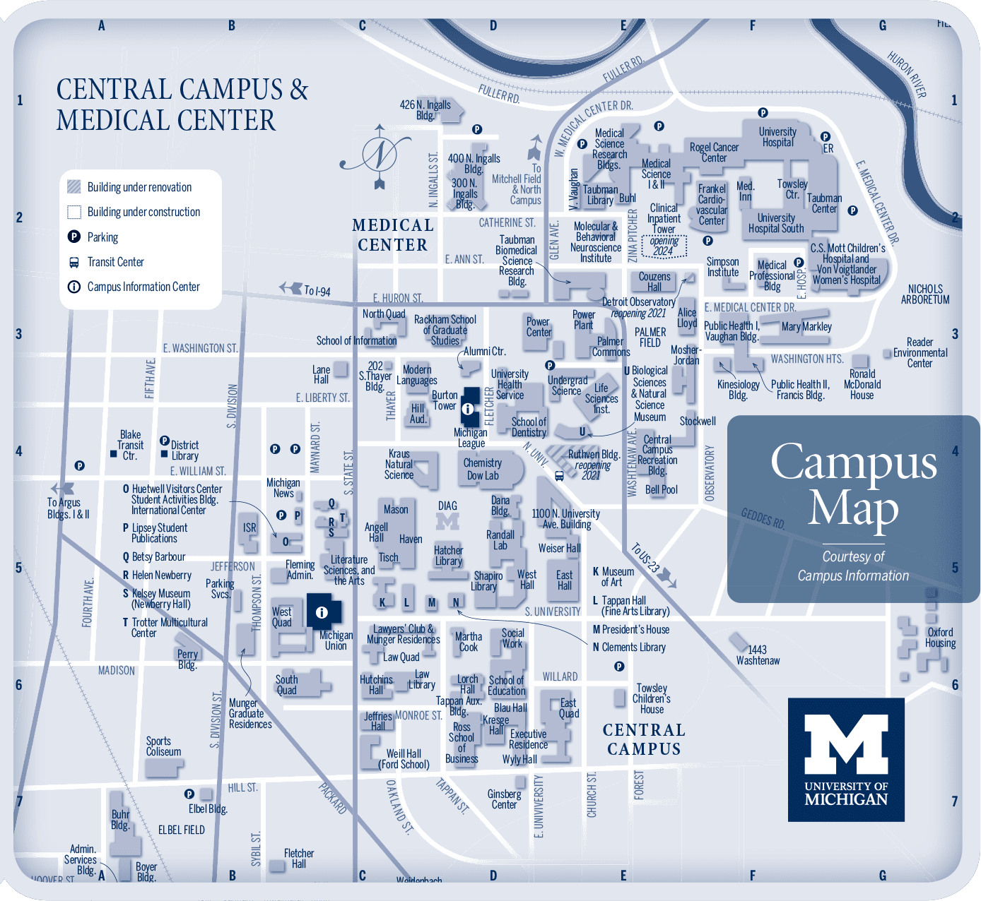 Campus Map | University of Michigan Online Visitor's Guide