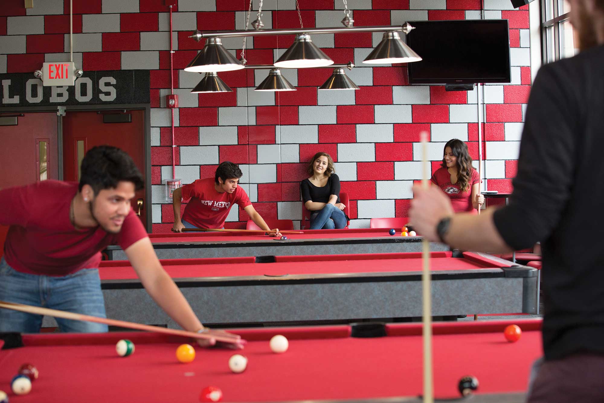 Students playing pool.