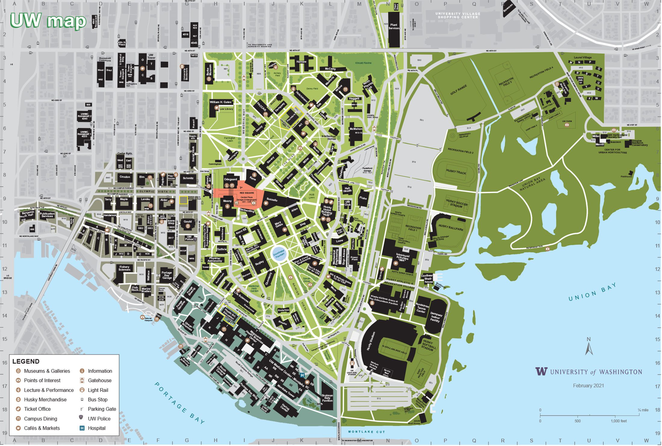 UW Campus Map University Of Washington Visitors Guide